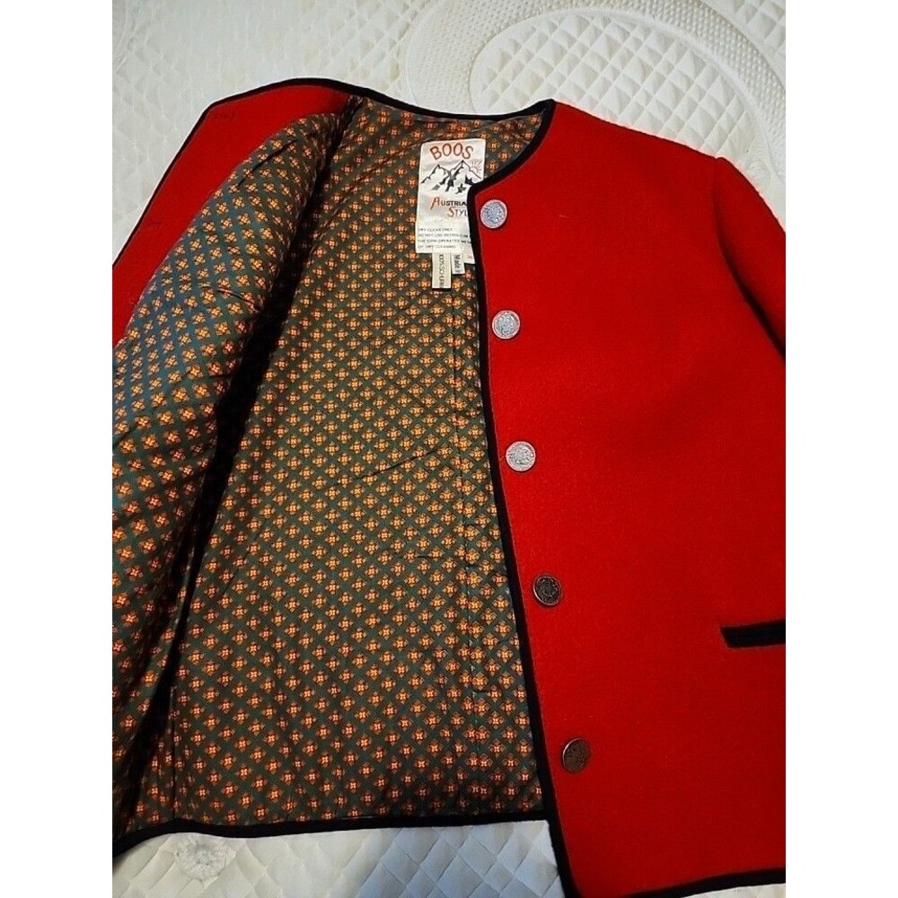 Vintage Boos Red Wool Jacket Size Large Women's unique buffalo nickels